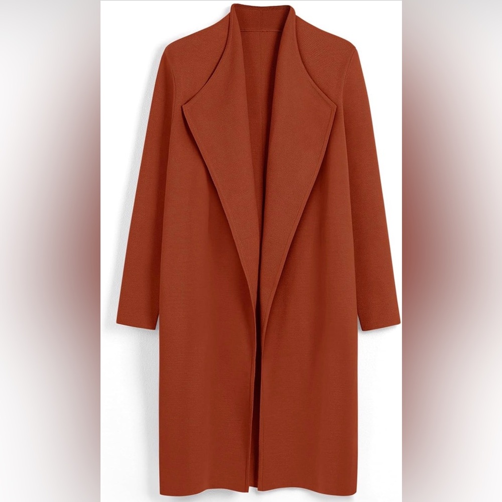 Women’s Long Sleeve Oversized Open Front Lapel Casual Knit Cardigan Coat M